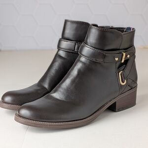 Tommy Hilfiger Black Leather Ankle Boots Women 6M
